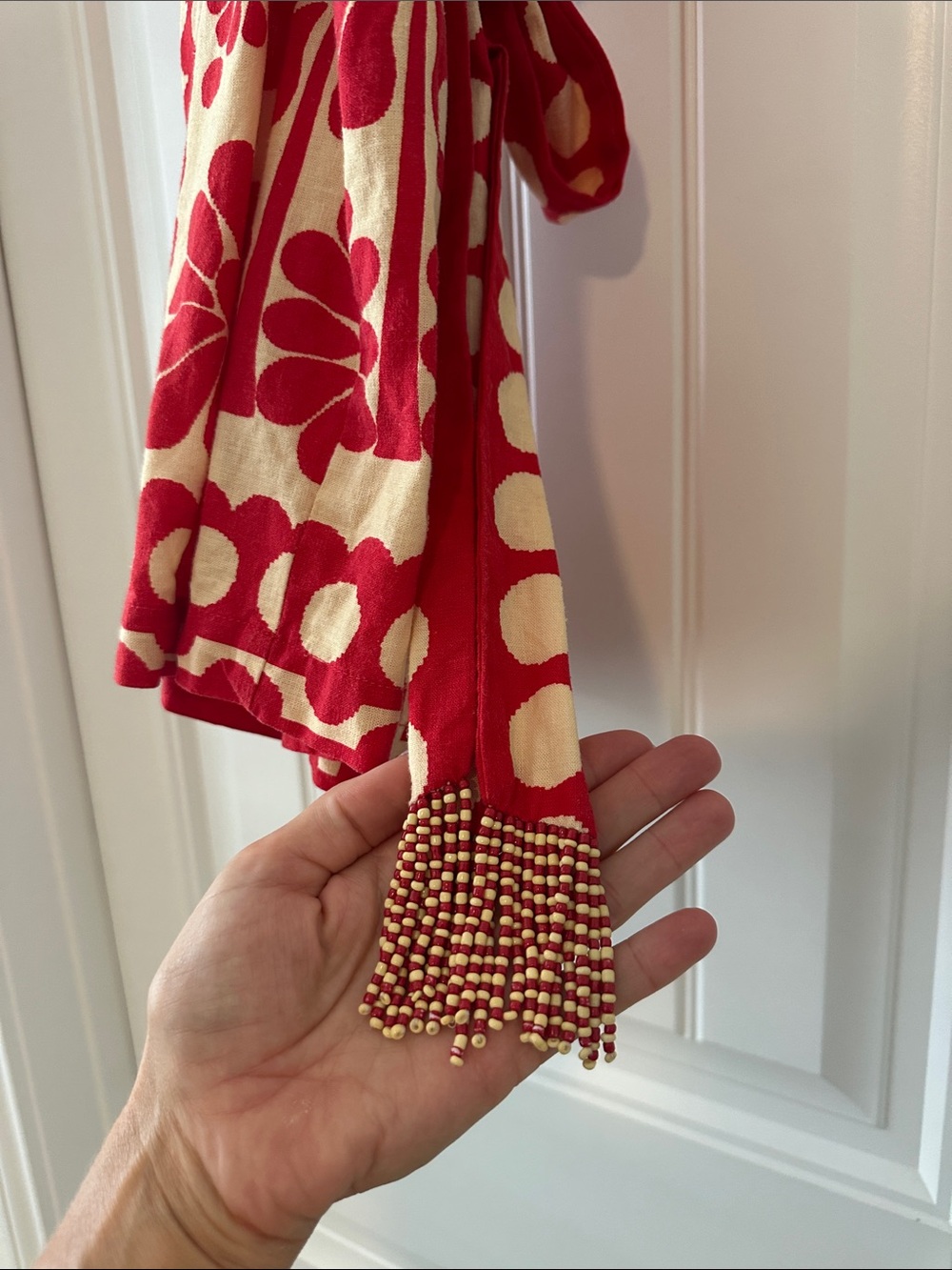 FARM Rio Red and Gold Floral Polka-Dot Romper with Tie Waist - Picture 7 of 7